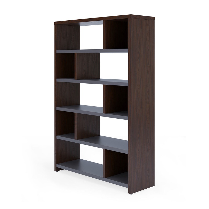 Lucca 5 Shelf Bookcase Walnut / Charcoal