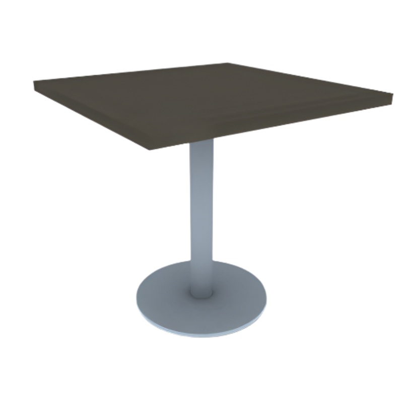 Proof 30″ Square Pedestal Cafe Table with Square Steel Base Solid Wood Top