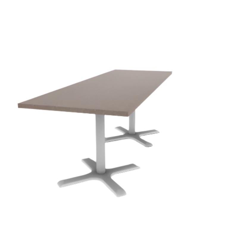 Proof 30″ x 84″ Rectangle Pedestal Cafe Table with X-Base Pair HPL Top