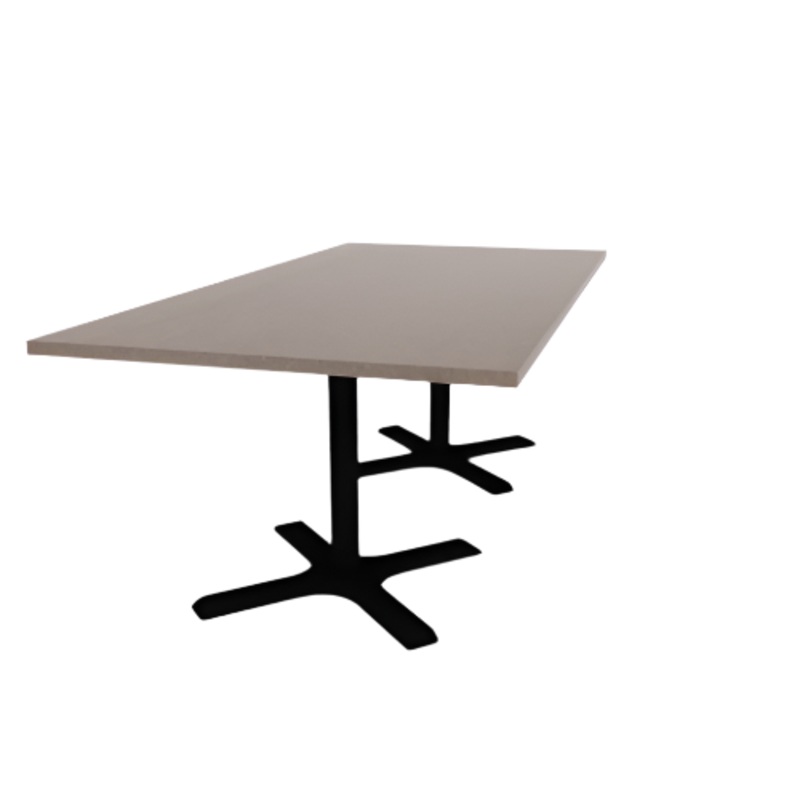 Proof 42″ x 84″ Rectangle Pedestal Cafe Table with X-Base Pair HPL Top