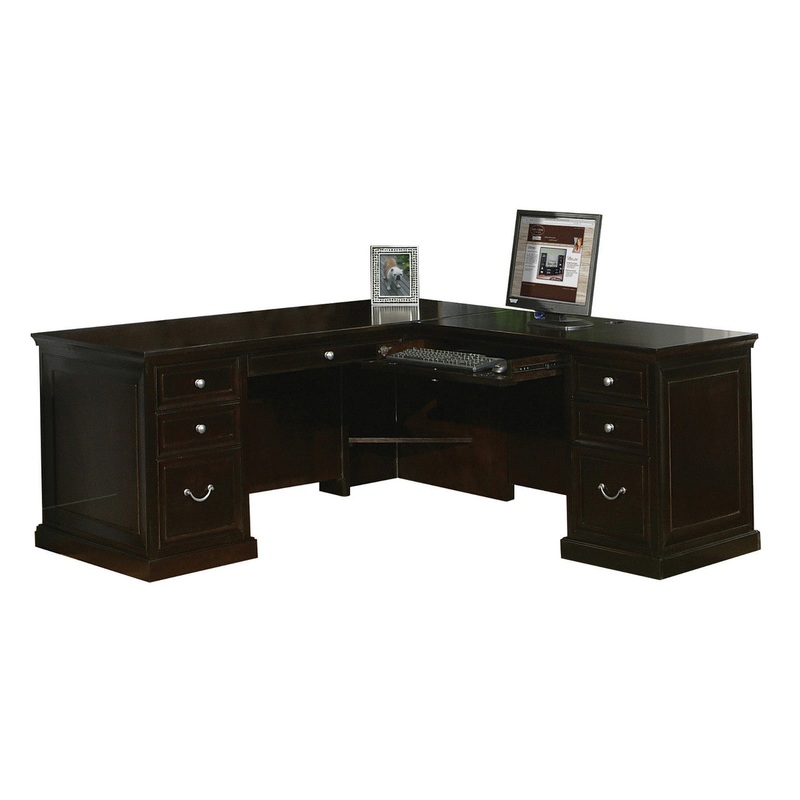 Markle Right Hand Facing L Shaped Desk with Storage Drawers Rich Espresso
