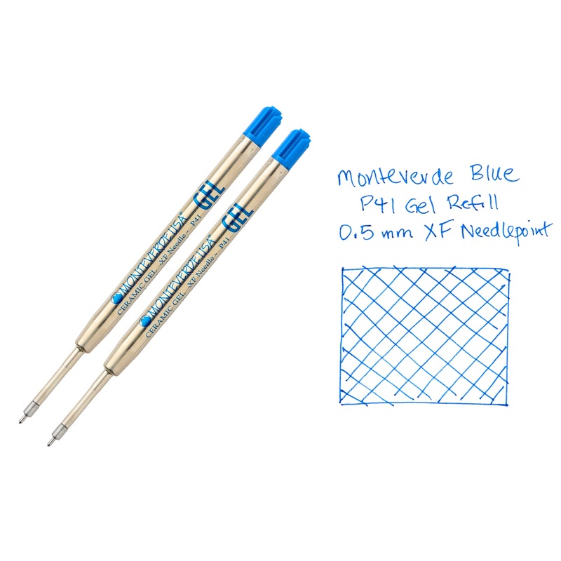 Monteverde Capless Gel P41 Rollerball Refills – Blue, 0.5mm XF Needlepoint (2-Pack)