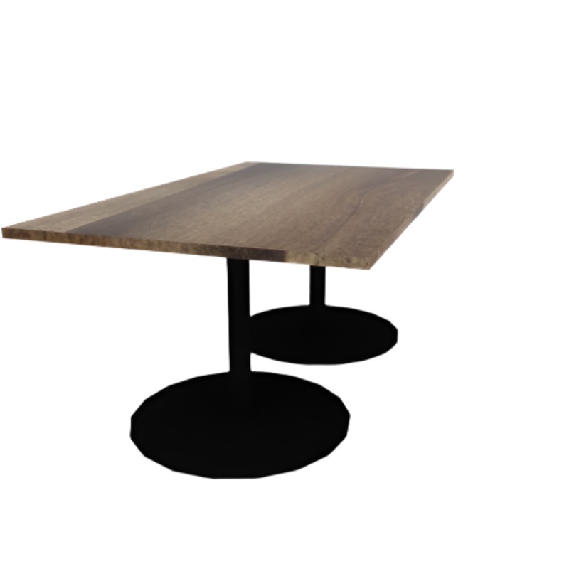 Proof 42″ x 72″ Rectangle Pedestal Cafe Table with Round Base Pair Solid Wood Top