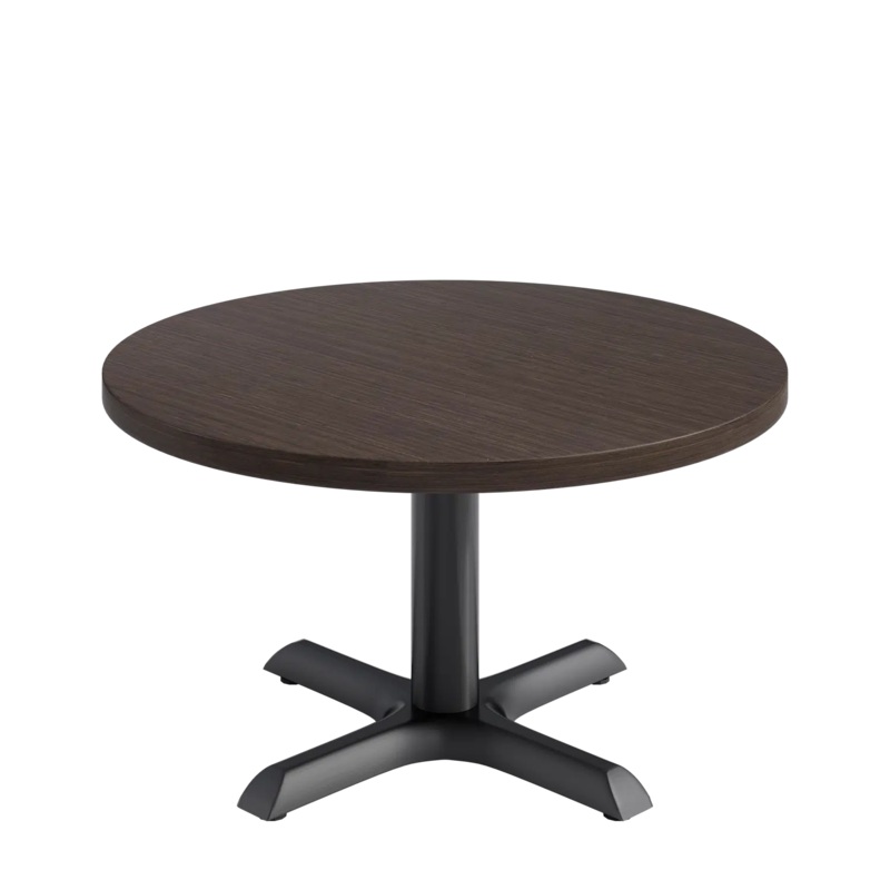 Proof Cast Iron Round Pedestal Table with X-Base HPL Top